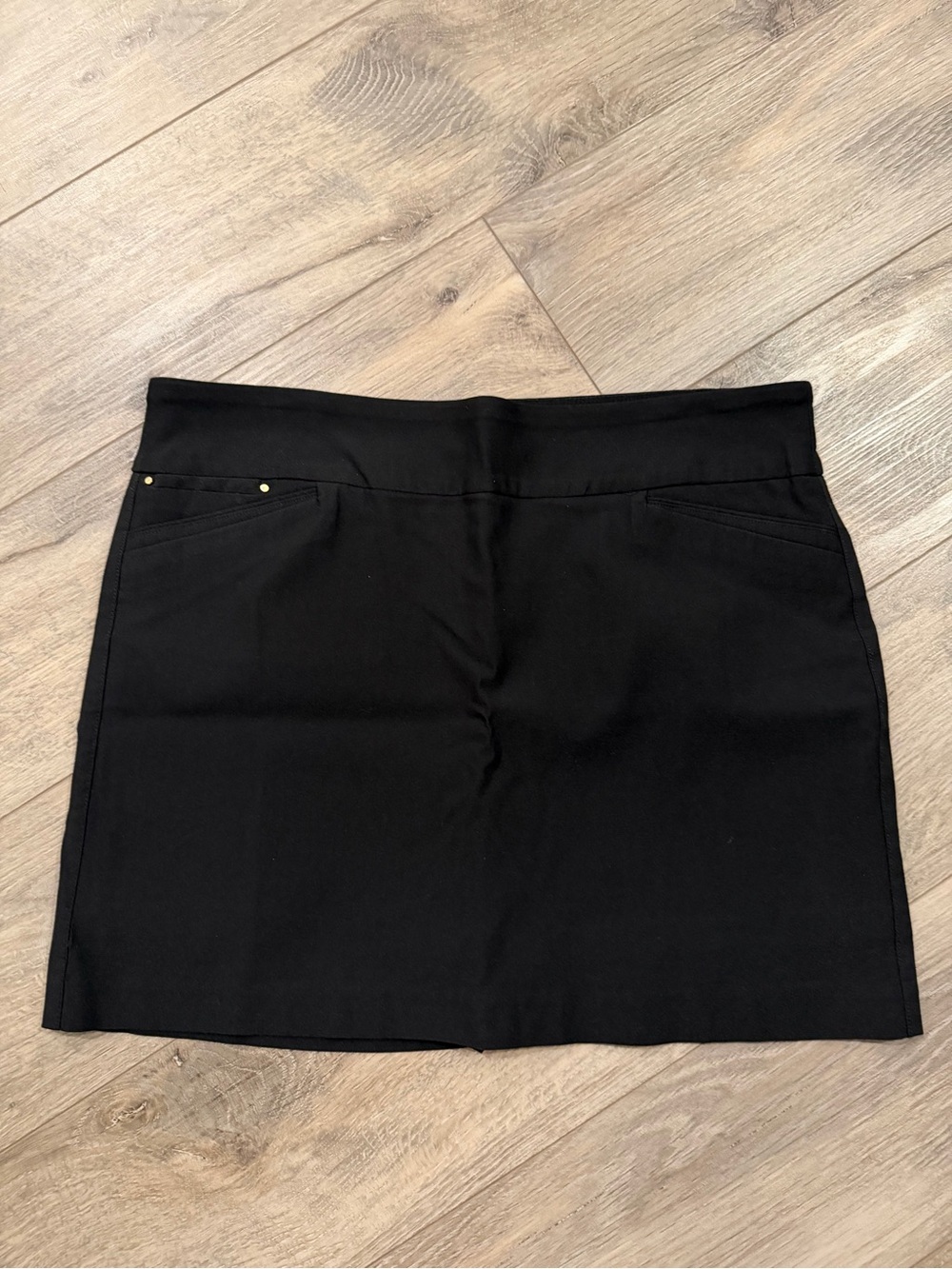 Attyre Black Mini Skirt with Subtle Rivet Detail